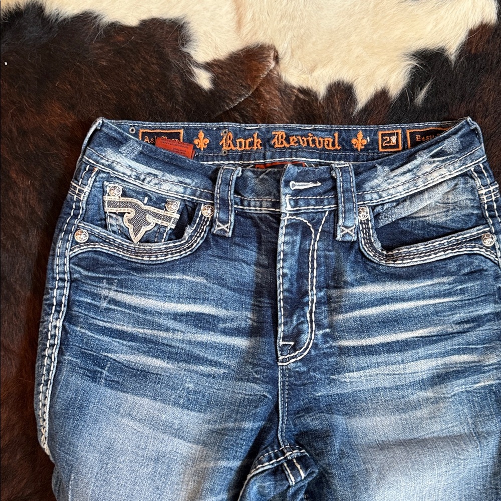 Rock Revival Women's Light Blue Distressed Boot Cut Jeans